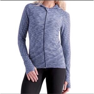 Athleta Women Blue Space Dye Workout Hoodie Top XS